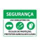 Placa Segurança Uso Obrigatório De: Óculos De Proteção Protetor Auricular e Luvas