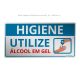 Placa Higiene Utilize Álcool em Gel - 20x10cm