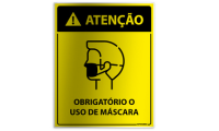 Placa Atenção - Obrigatório Uso de Máscara