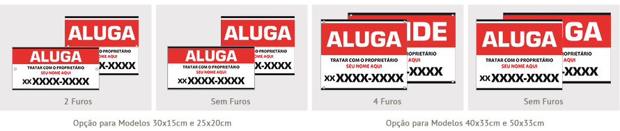 Placa Aluga Personalizada - Tipos de Fixação