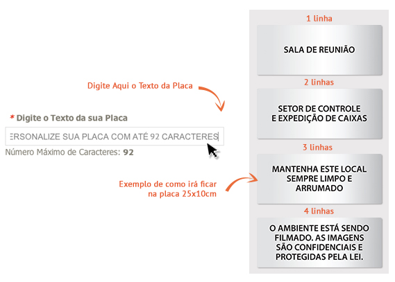 Texto das Placas de Identificação Personalizadas com Logotipo