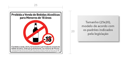 Placa Proibida Venda de Álcool para Menores