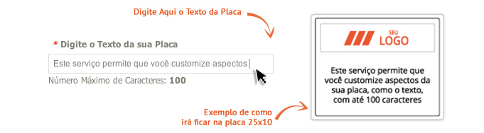 Texto das Placas Personalizadas em Aço Inox